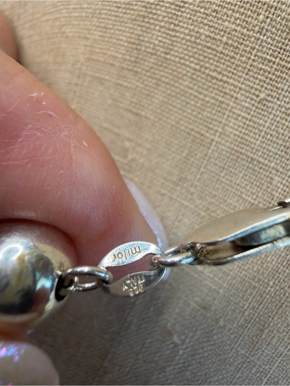 Vintage MILOR STERLING SILVER bead necklace - Picture 4 of 4